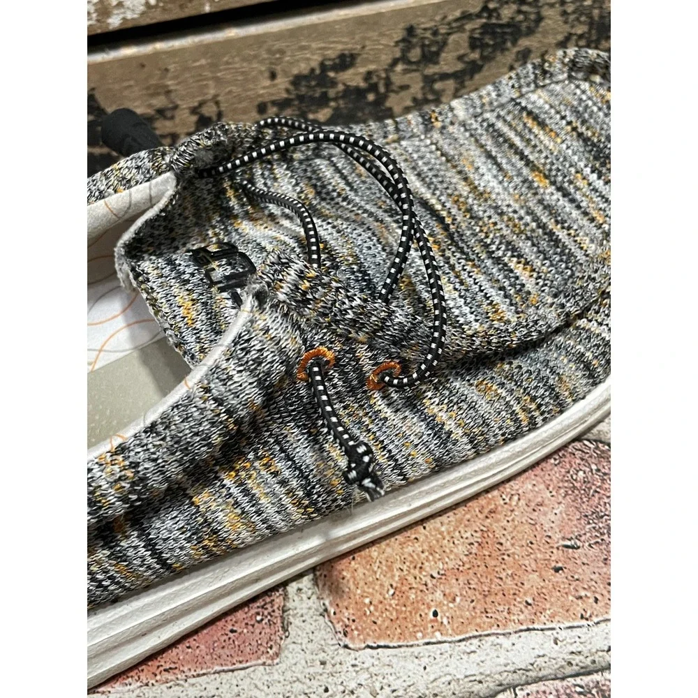 Hey Dude Wally Sox Tiger Mix Mens Loafers Size 11 Grey Orange Slip On Shoes
